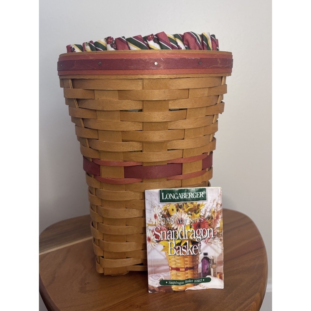 Longaberger Vintage 1998 Snapdragon Basket Liner & Protector Flower Vase